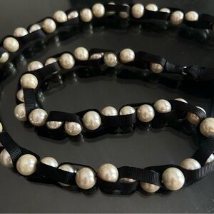 Vintage Pearl Cluster Ribbon Necklace